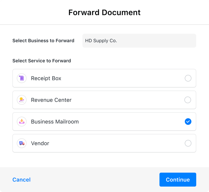 Document Management _ Forward Receipts _ Step d