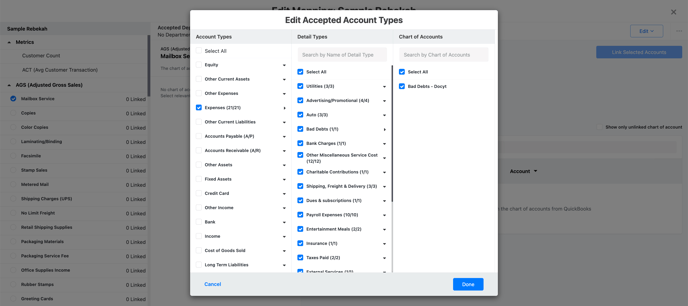 Edit Accepted Account Types