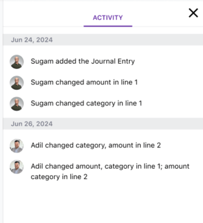 Journal Entry History