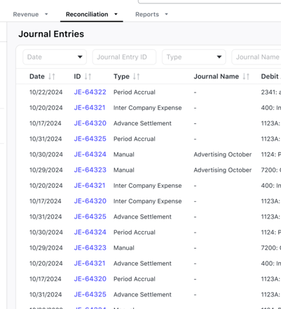 Organize Journal Entries