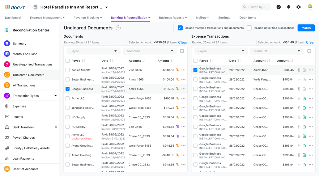 Manually Pairing Unmatched Documents with Their Associated Transactions